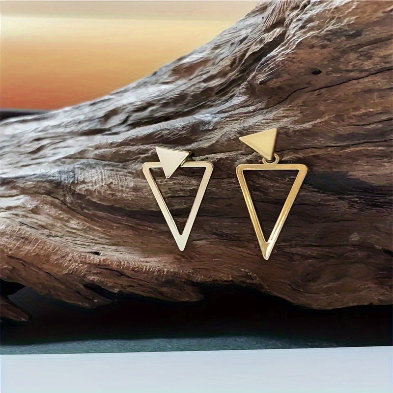Boucles d'oreilles à tige géométriques en forme de triangle creux style bohème