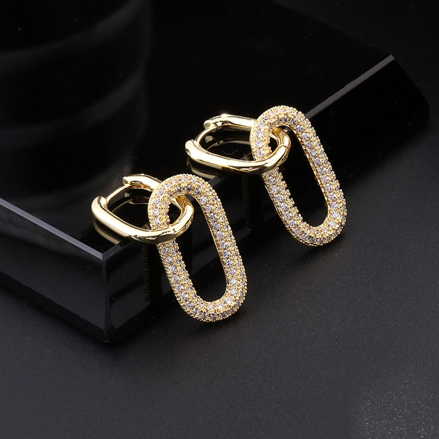 Boucles d'oreilles à maillons chaîne carrée légère et minimaliste