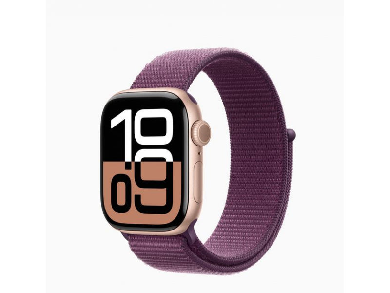 **Apple Watch S10 42mm Alu Or Rose GPS + Cellular Sport Prune (MWXC3QF/A)**