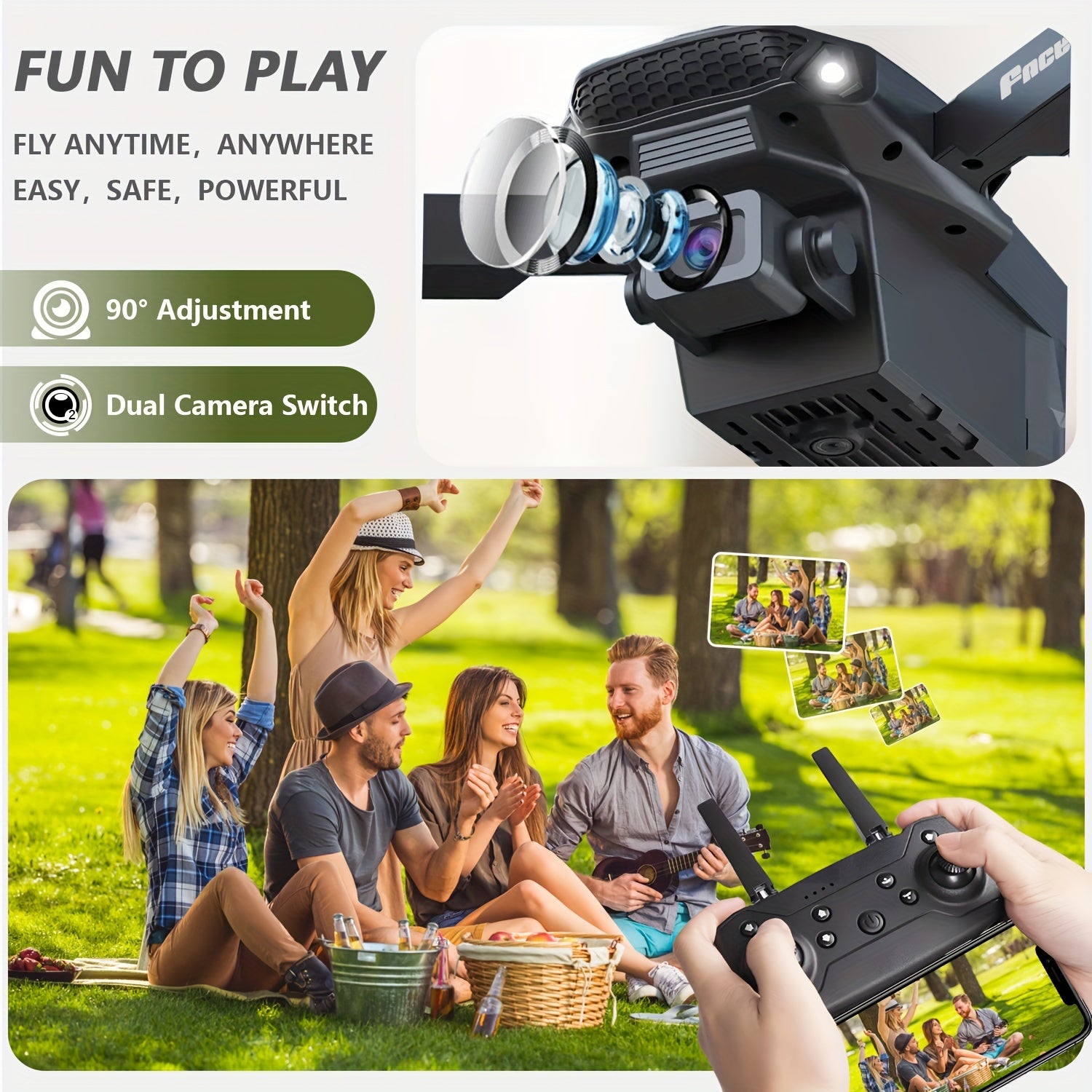 ABSLZER Drone E88, quadrirotor 480P avec deux caméras, facile à utiliser