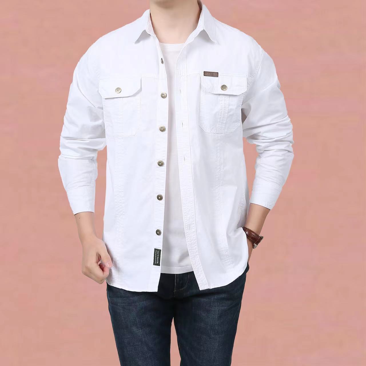 Casual chemise coton à manches longues