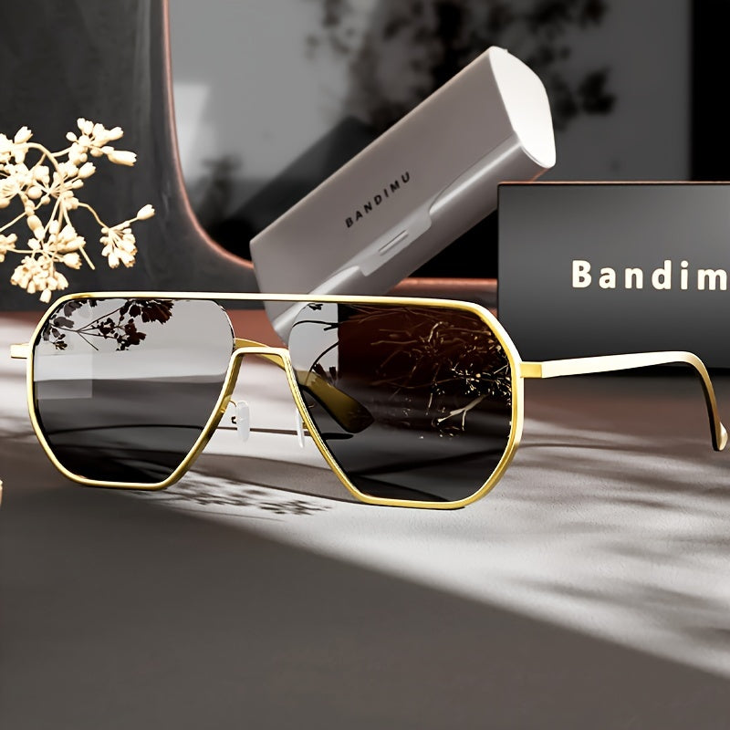 Bandimu Lunettes de luxe rétro pilote tendance pour homme – Monture en métal
