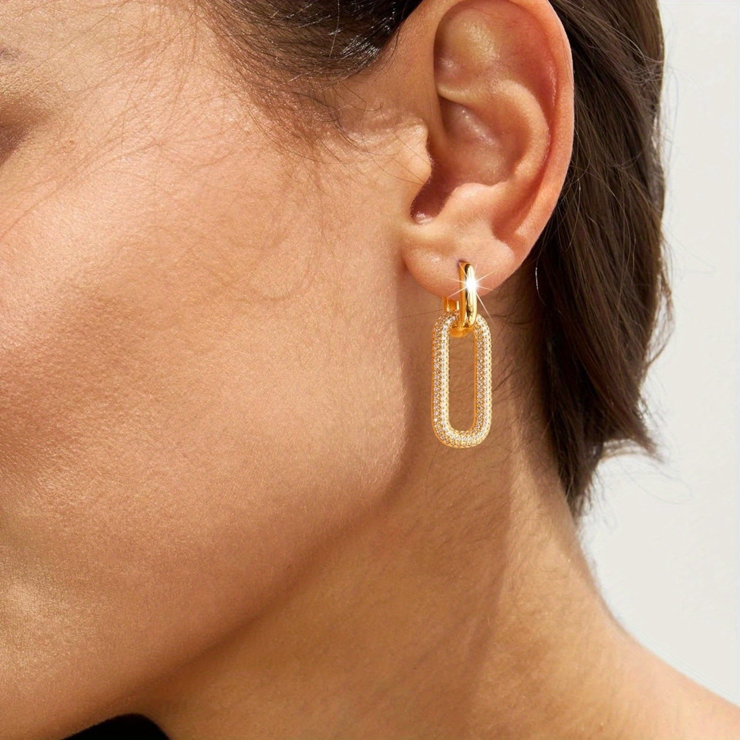 Boucles d'oreilles à maillons chaîne carrée légère et minimaliste