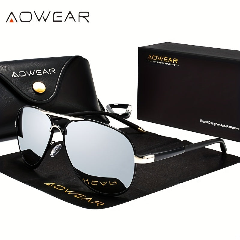 AOWEAR Classique Miroir Polarisé Pour Hommes, Conduite Lunettes