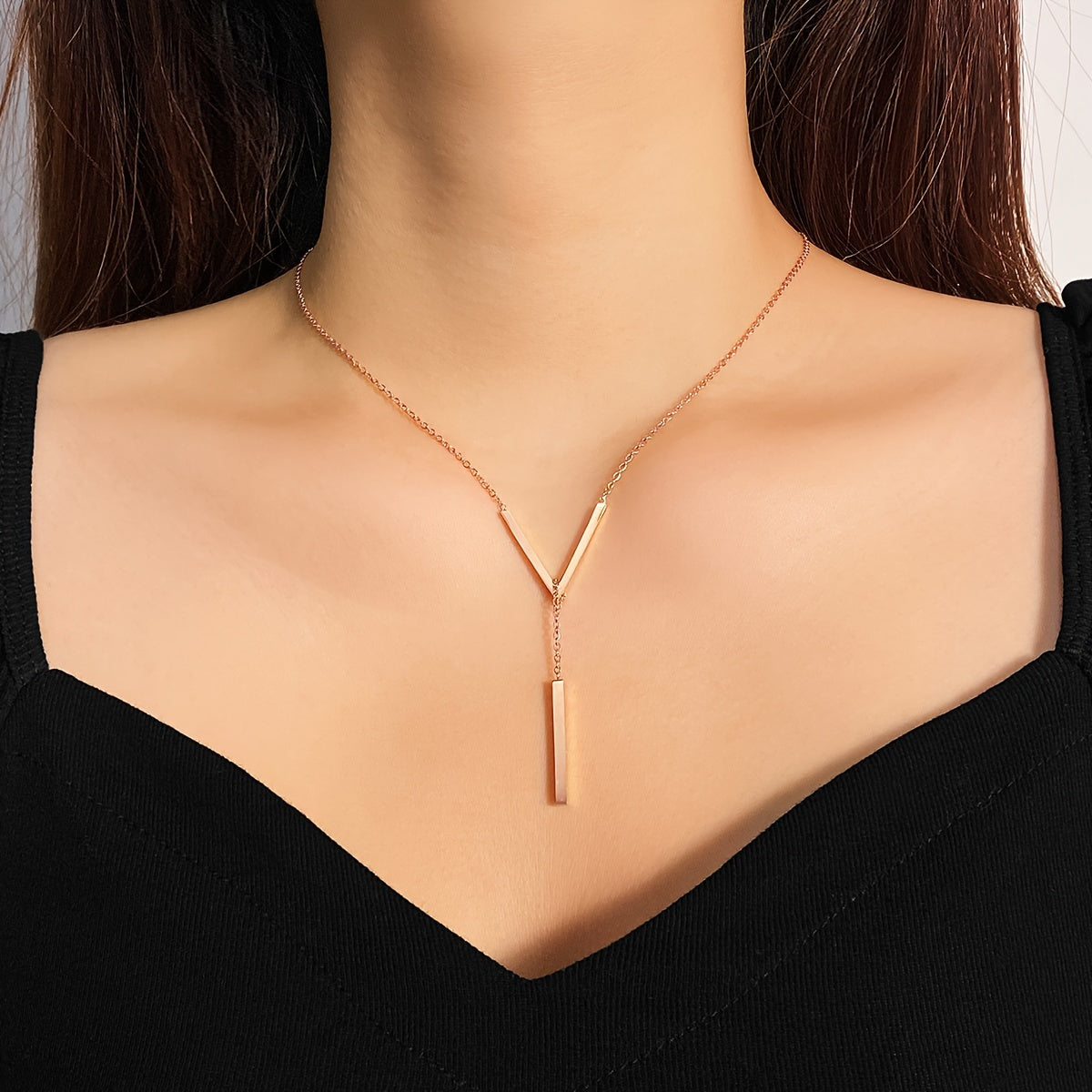 Collier Long en forme de V, chaîne de cou Simple en acier inoxydable