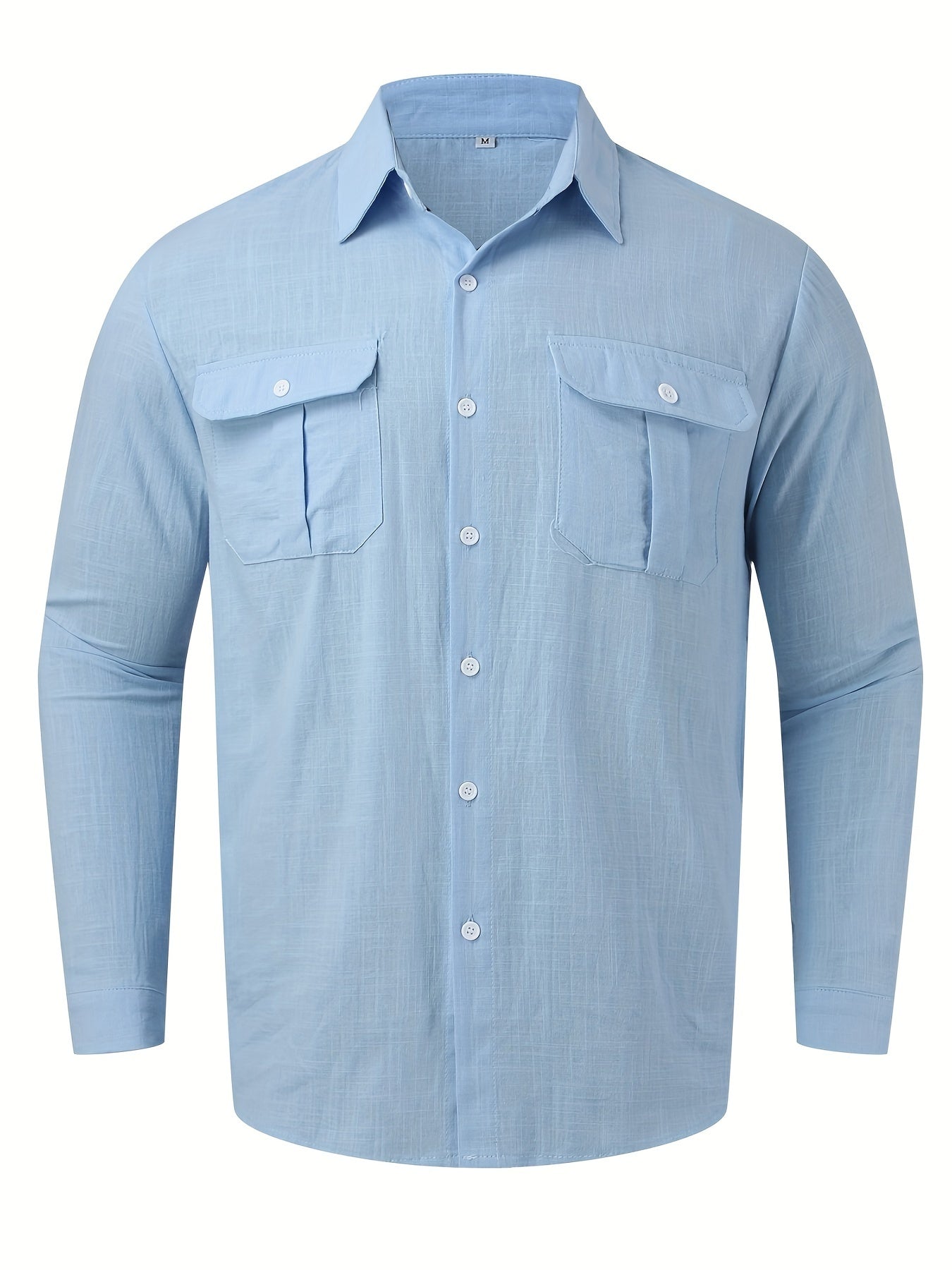 Chemise en coton à manches longues  à revers,  décontractée, confortable