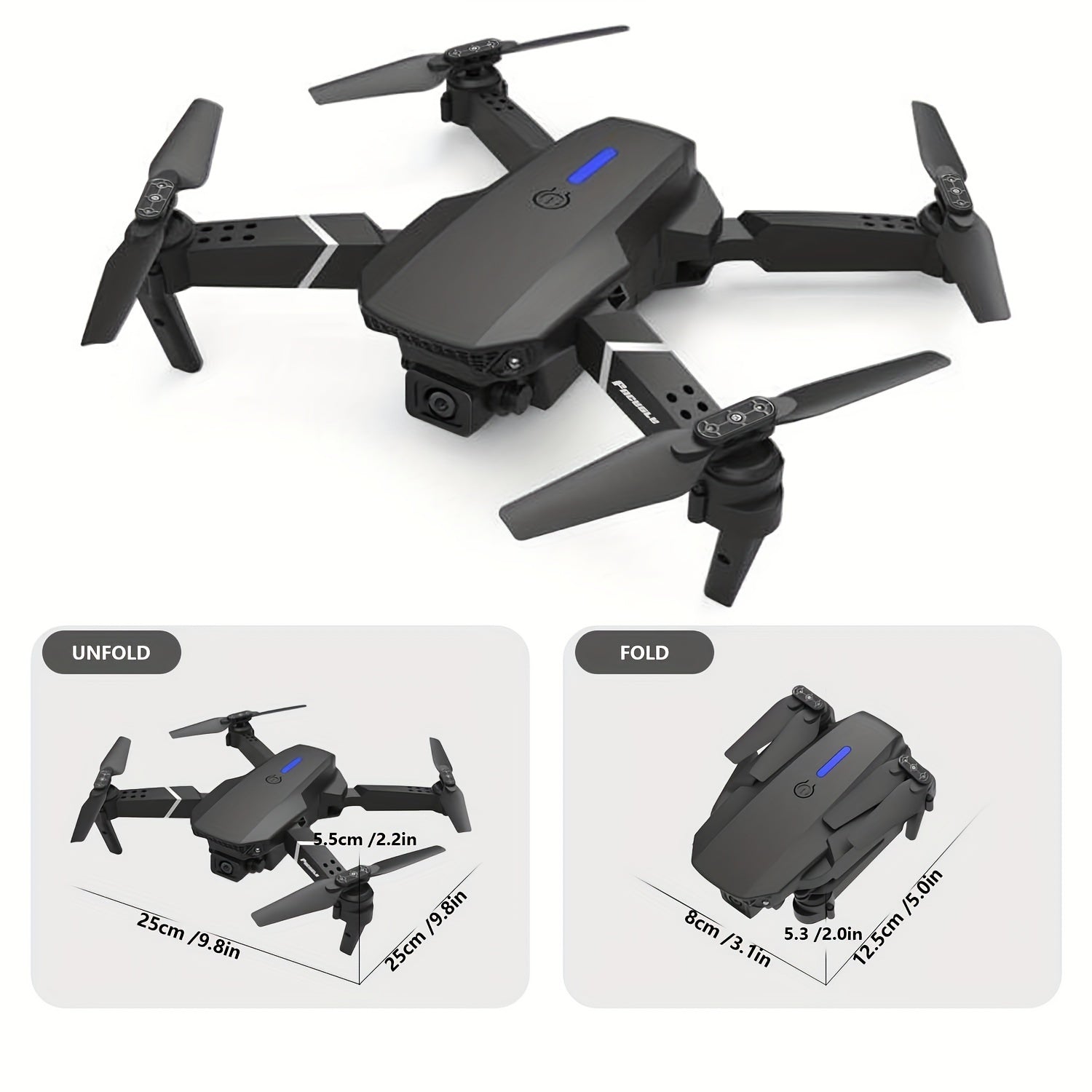 ABSLZER Drone E88, quadrirotor 480P avec deux caméras, facile à utiliser