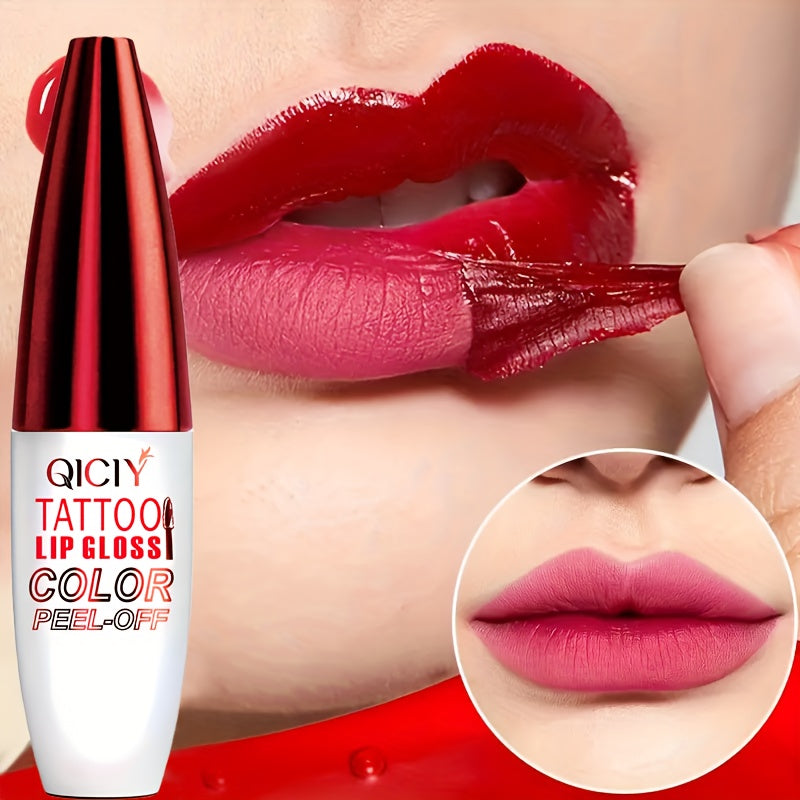 QICY Tattoo Lip Gloss Peel-Off, Rouge à lèvres liquide hydratant longue durée