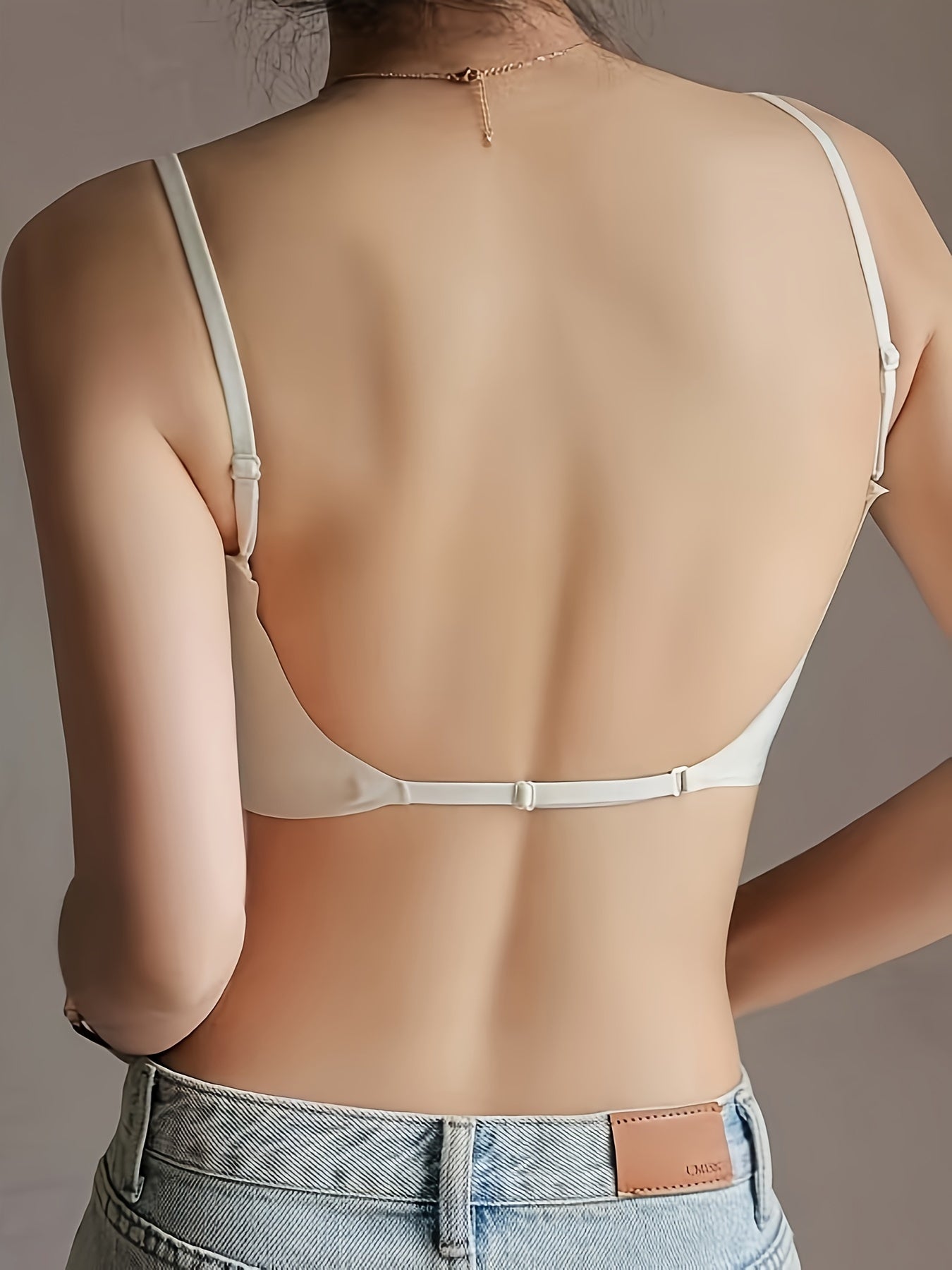 2 pièces soutien-gorge sans couture, dos nu en U, respirant et confortable avec bretelles réglables