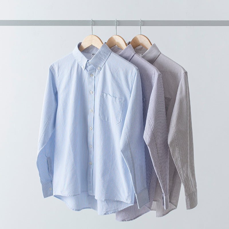 Chemise japonaise à rayures grises et blanches