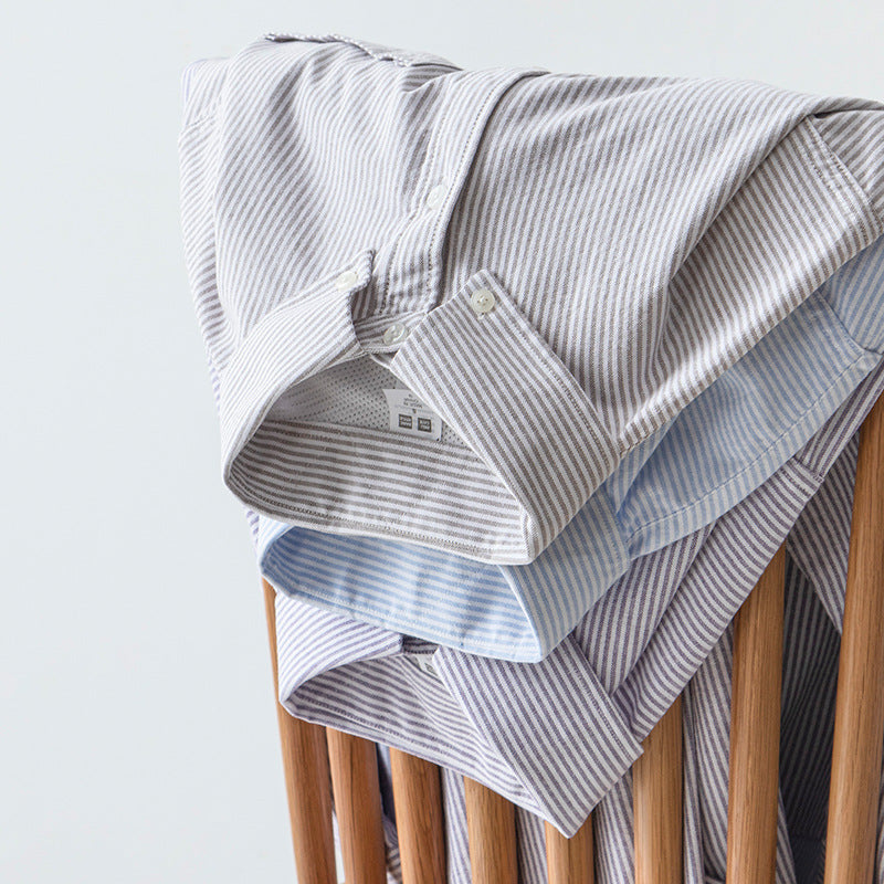 Chemise japonaise à rayures grises et blanches