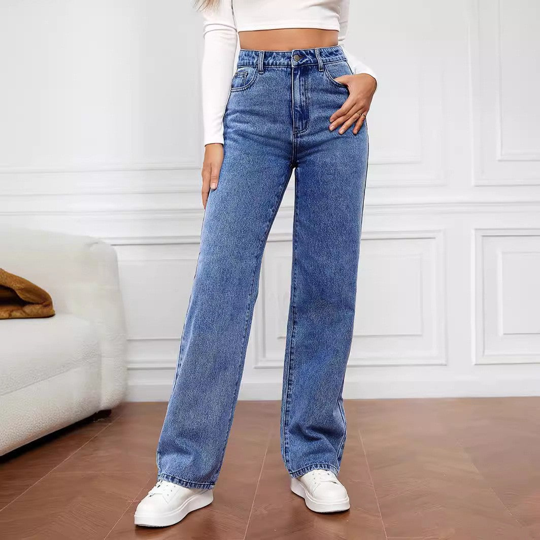 Pantalon Straight jean délavé