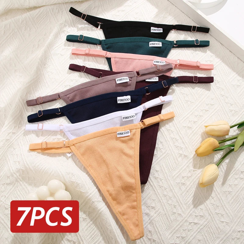 7 pièces/ensemble culottes en coton Sexy taille basse