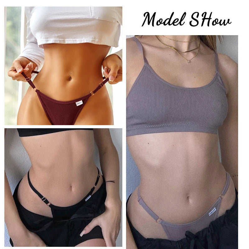 7 pièces/ensemble culottes en coton Sexy taille basse