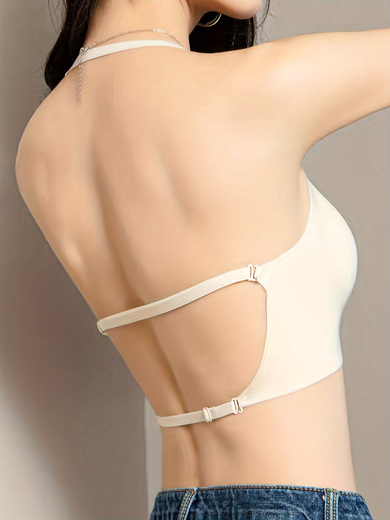 2 pièces soutien-gorge sans couture, dos nu en U, respirant et confortable avec bretelles réglables