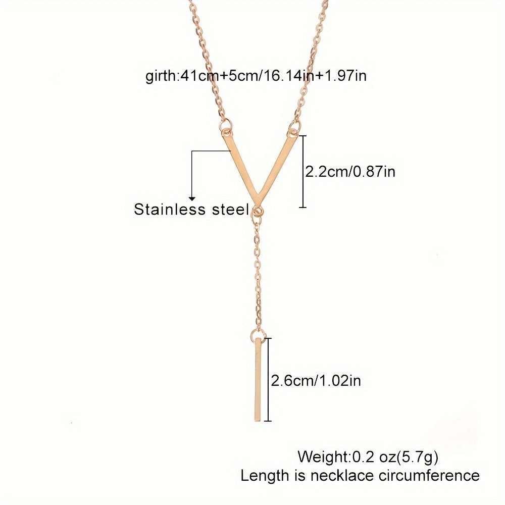 Collier Long en forme de V, chaîne de cou Simple en acier inoxydable