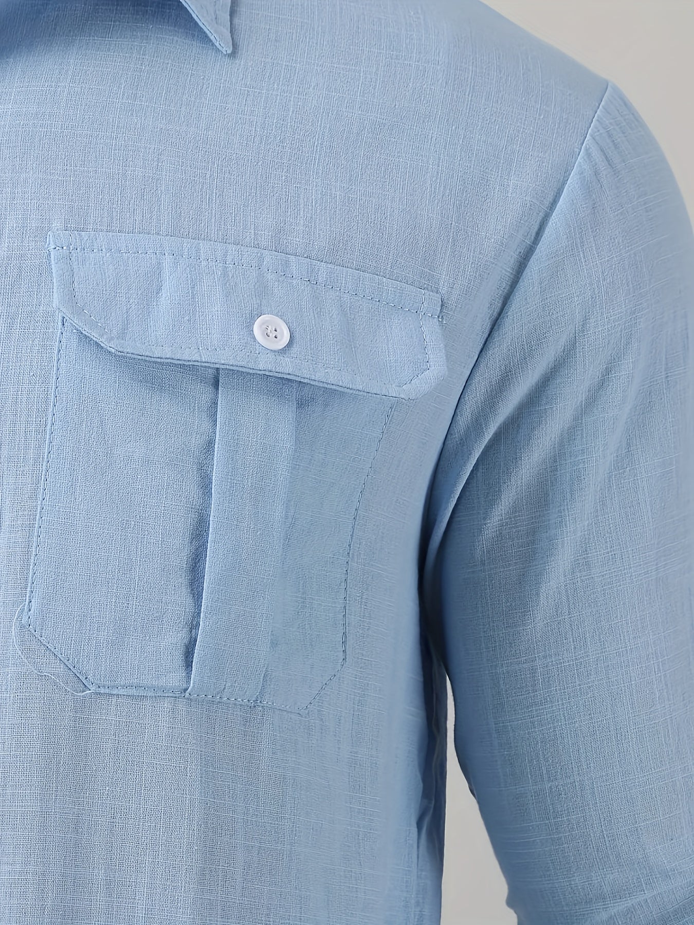 Chemise en coton à manches longues  à revers,  décontractée, confortable