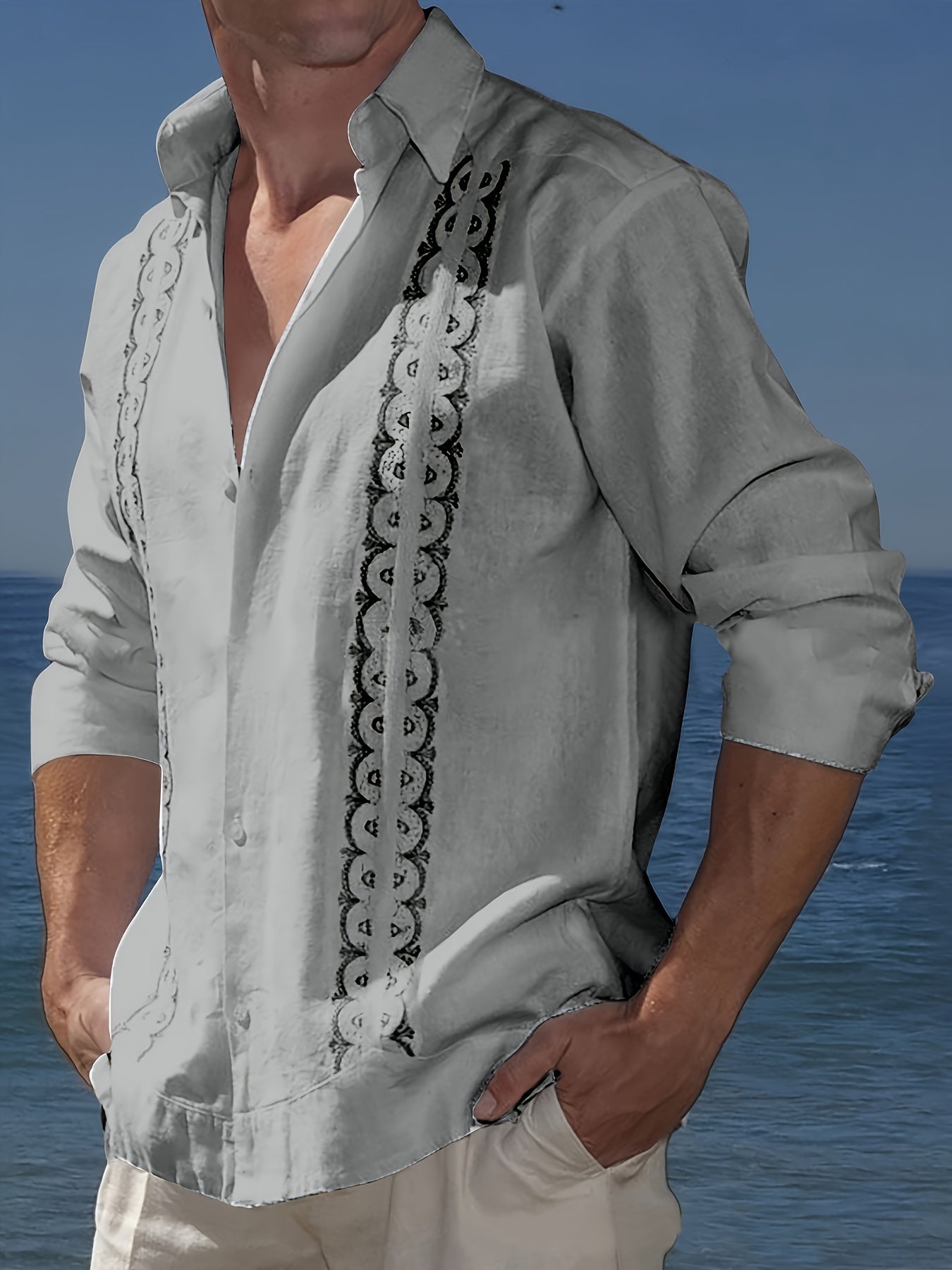 Chemise décontractée  de coton et de lin