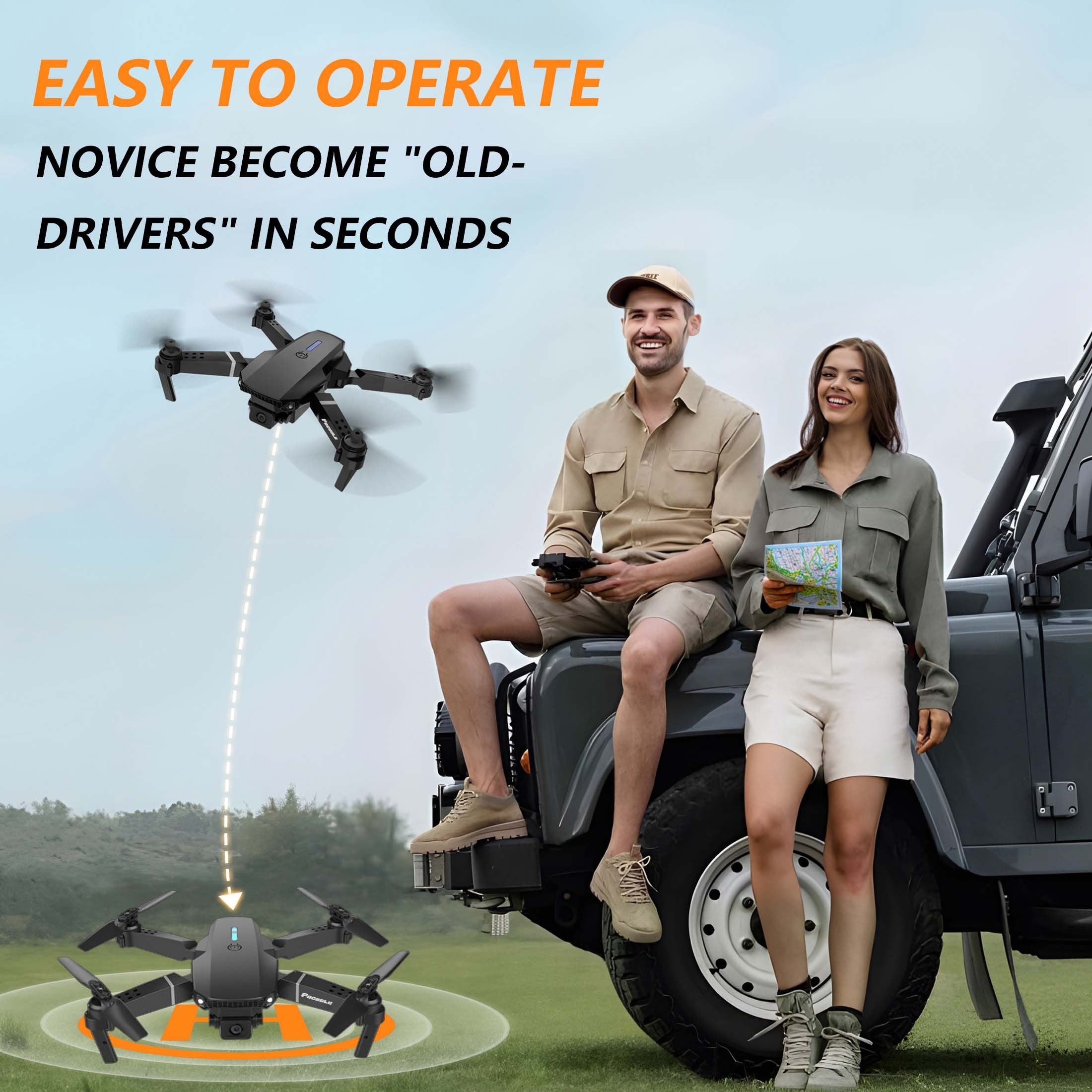 ABSLZER Drone E88, quadrirotor 480P avec deux caméras, facile à utiliser