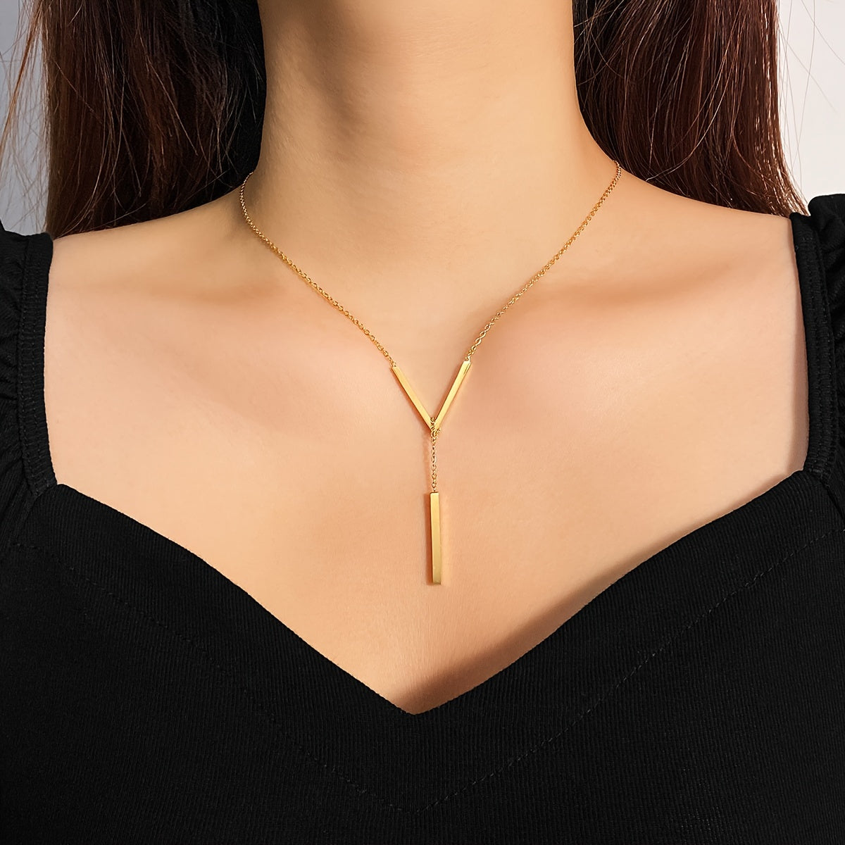 Collier Long en forme de V, chaîne de cou Simple en acier inoxydable