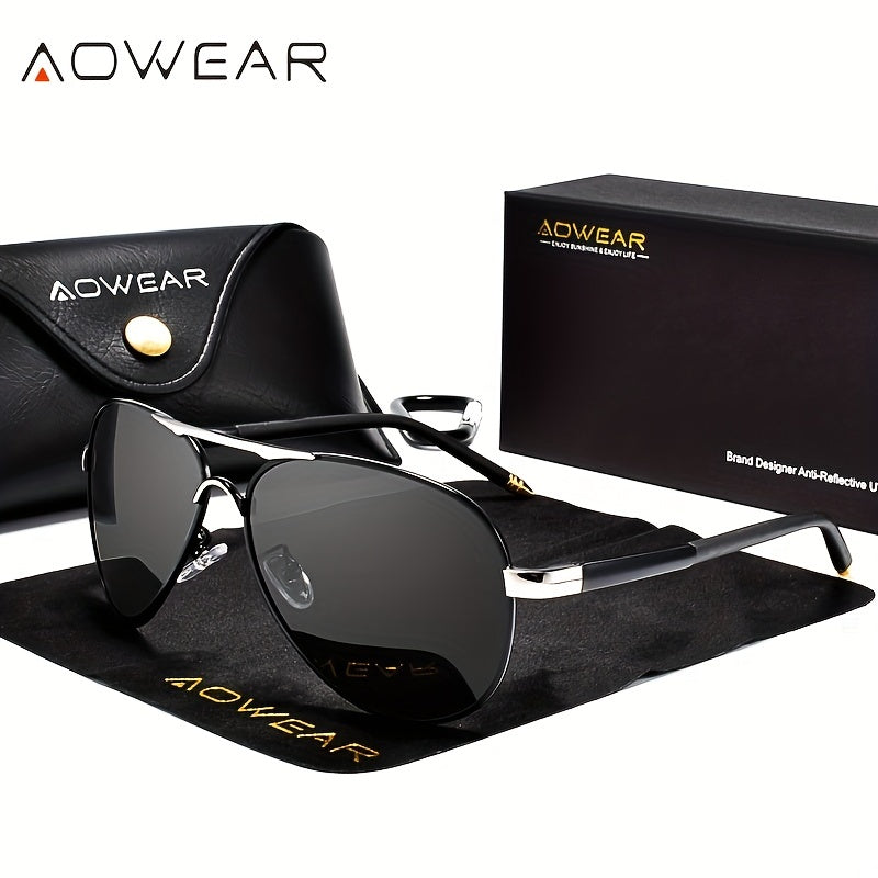 AOWEAR Classique Miroir Polarisé Pour Hommes, Conduite Lunettes