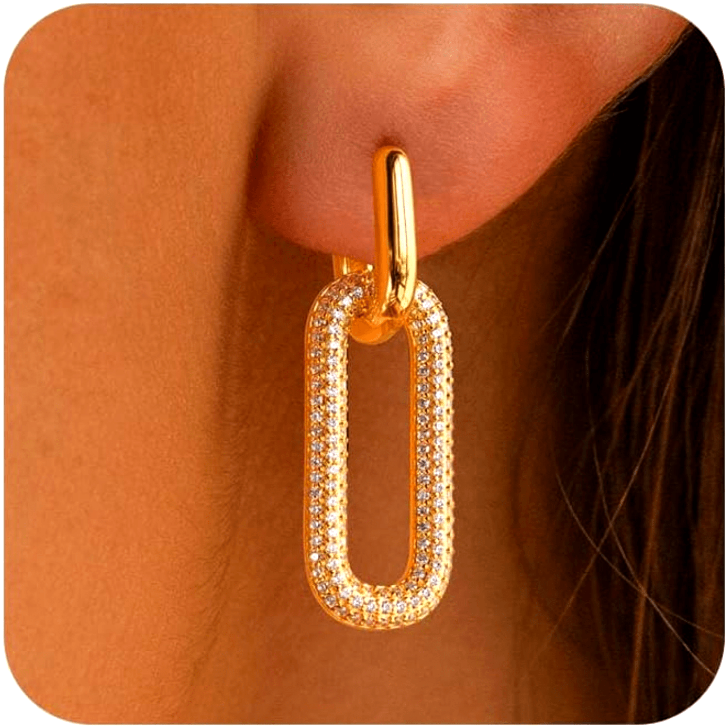 Boucles d'oreilles à maillons chaîne carrée légère et minimaliste